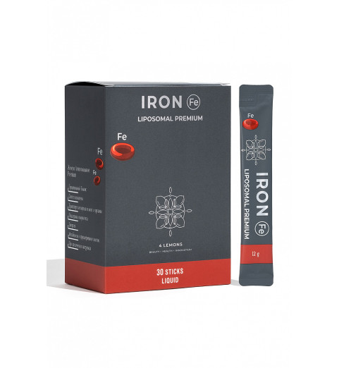 4 Lemons Iron Liposomal Premum / Липосомальное железо, 30 стиков